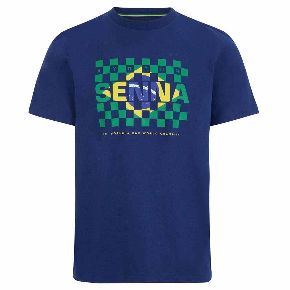 Ayrton Senna FW Mens Flag Tee (Navy)