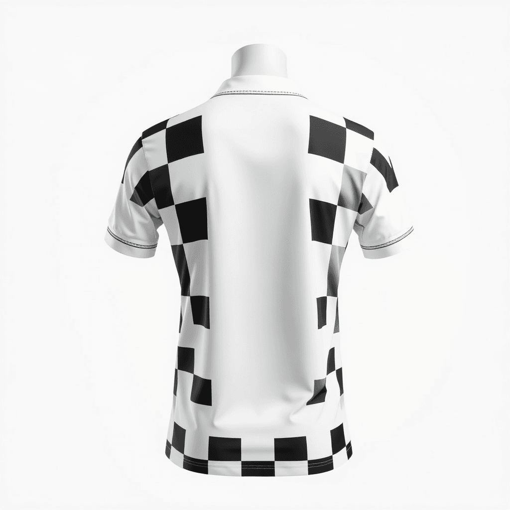 Retro Jersey — Black & White Check back view