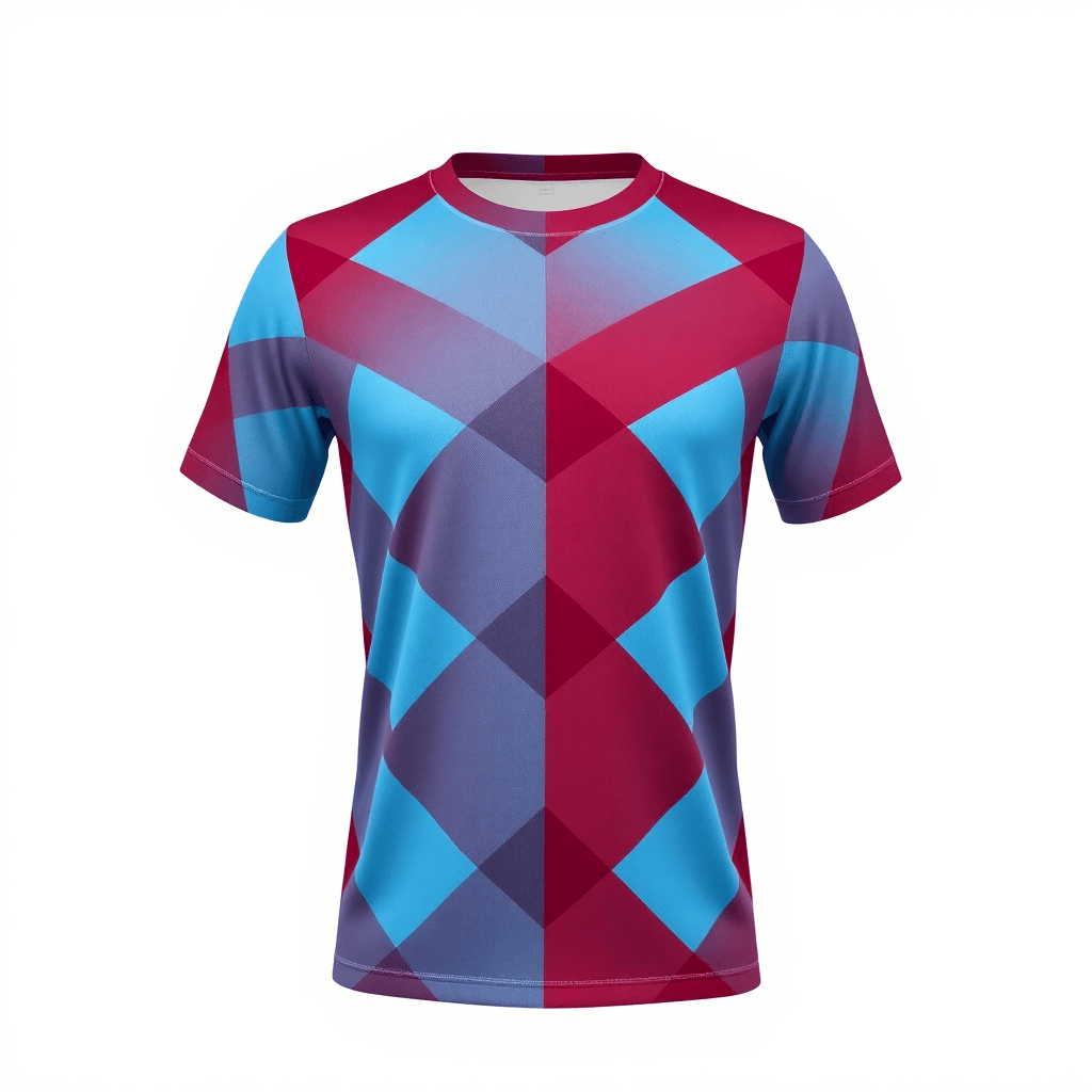 Retro Jersey — Burgundy & Sky Blue Quarters