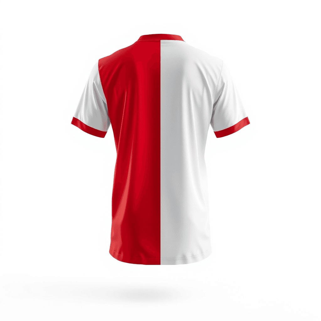 Retro Jersey — Red & White Halved back view