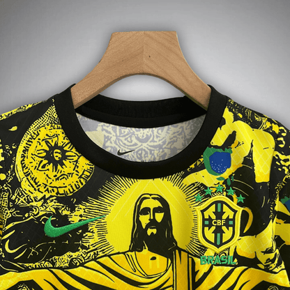 Brazil "Jesus" Premium Kids Size Yellow Kit
