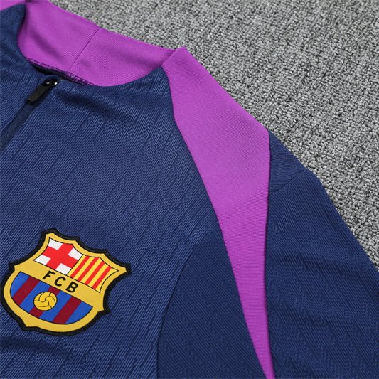 25/26 FC Barcelona Half Zip Training Blue/Purple Kids Size Tracksuit