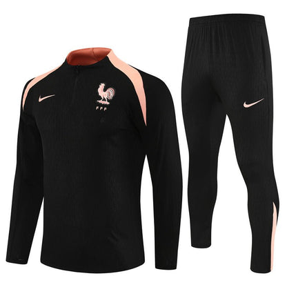 25/26 France Training Black/Light Pink Kids Size Tracksuit