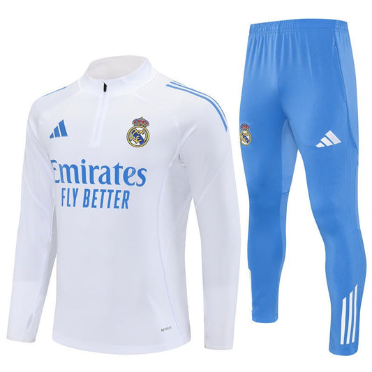 25/26 Real Madrid Training White/Light Blue Kids Size Tracksuit