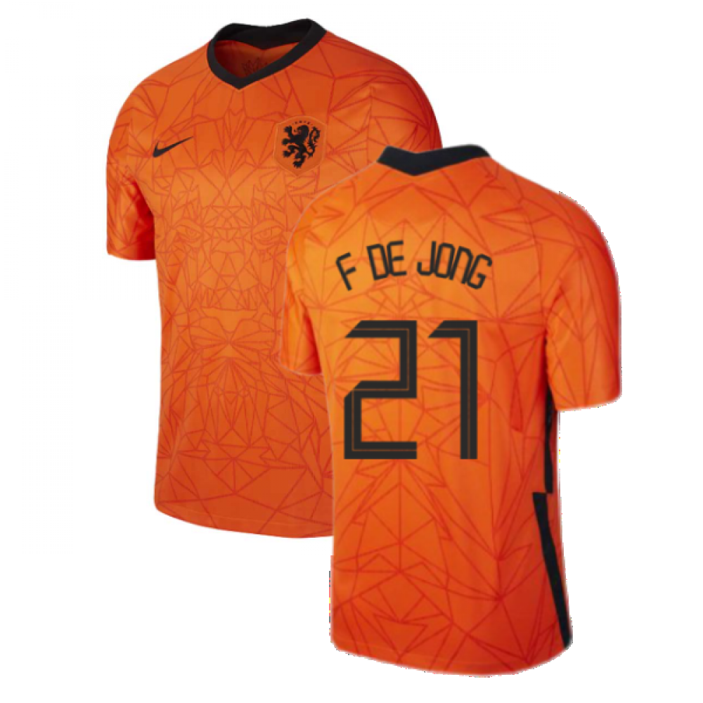 2020-2021 Holland Home Nike Football Shirt (Kids) (F. DE JONG 21)