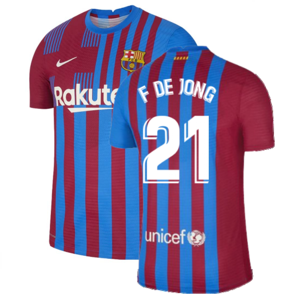 2021-2022 Barcelona Vapor Match Home Shirt (F.DE JONG 21)
