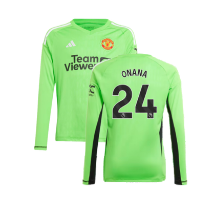 2023-2024 Man Utd Home Goalkeeper Shirt (Solar Green) - Kids (Onana 24)