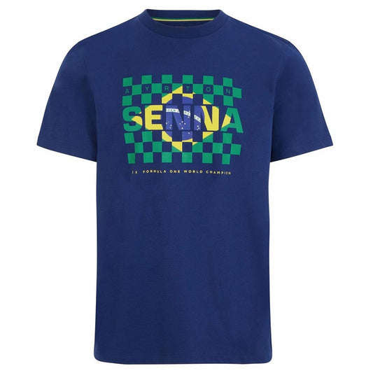 Ayrton Senna FW Mens Flag Tee (Navy)