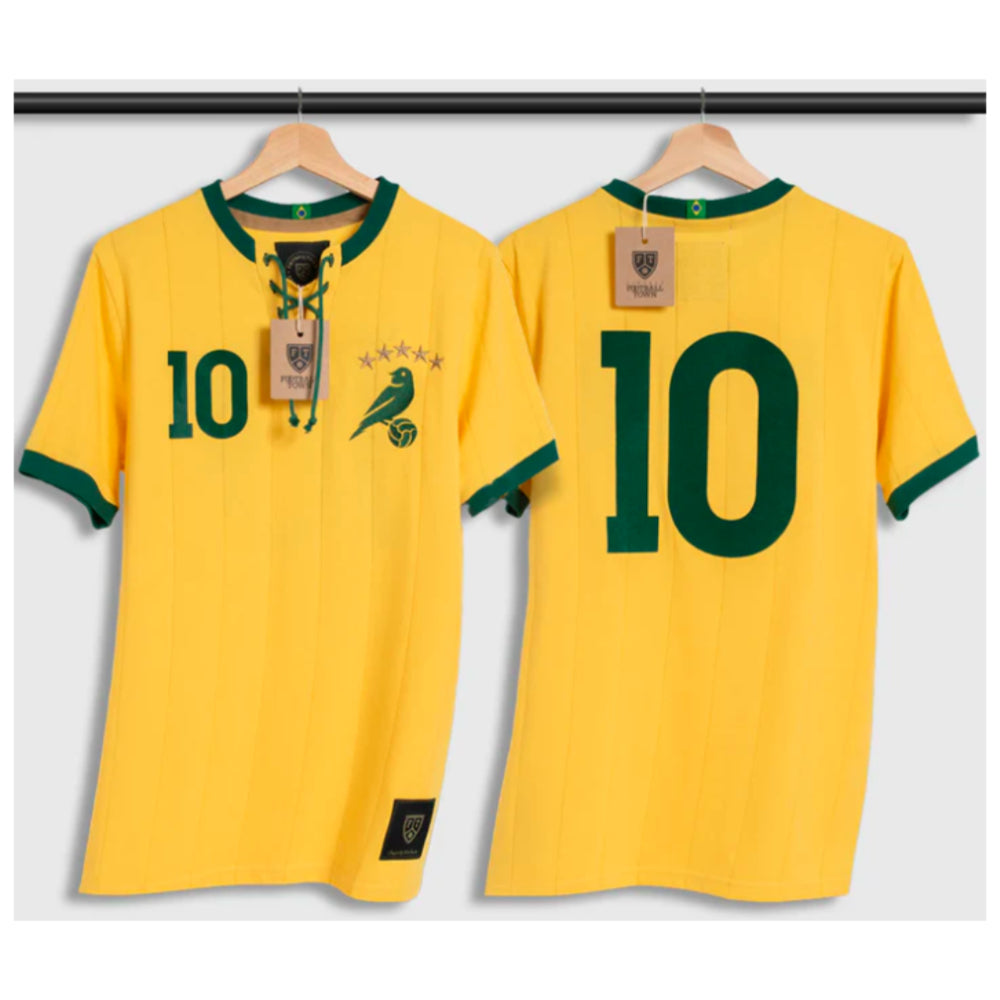 Brazil Retro Home Shirt With Laces Canarinha