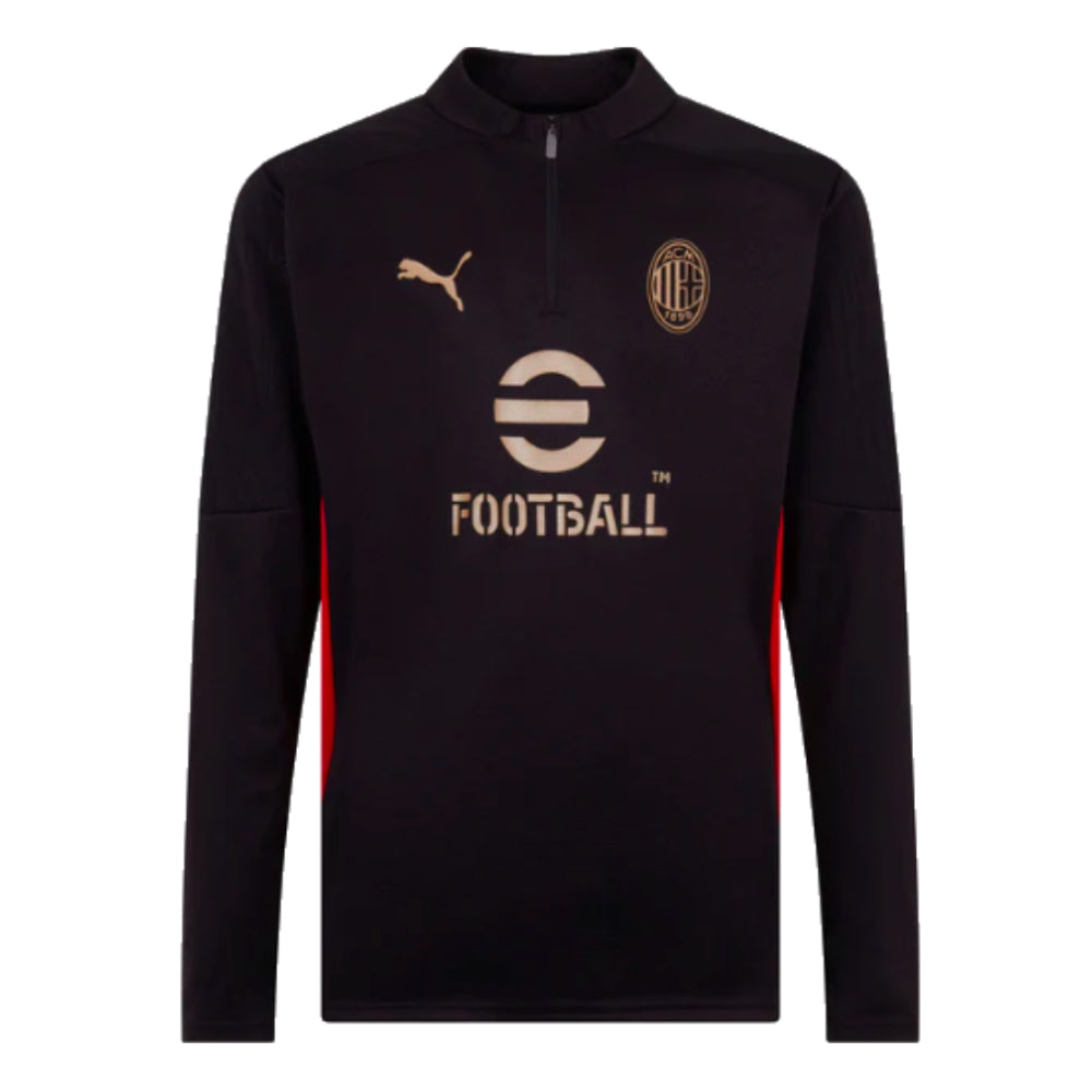 2024-2025 AC Milan Training 1/4 Zip Top (Black)