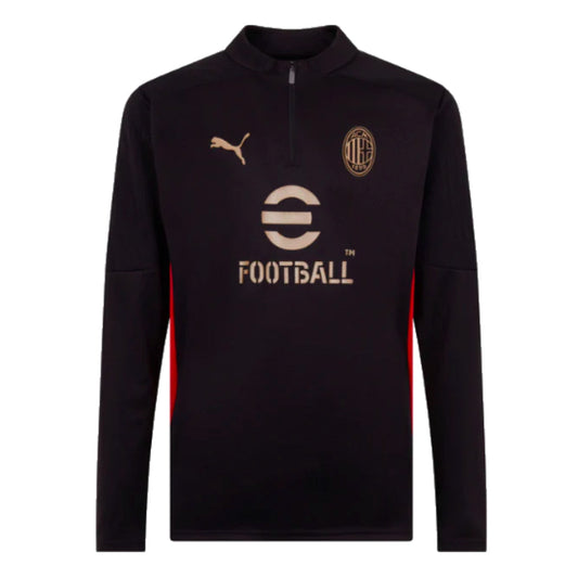 2024-2025 AC Milan Training 1/4 Zip Top (Black)