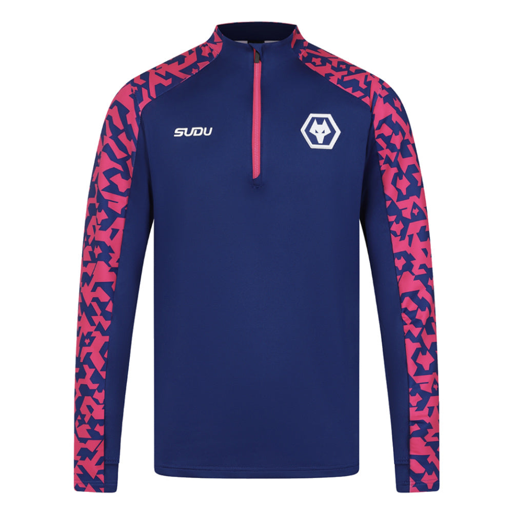 2024-2025 Wolves Pre Match 1/4 Zip Top (Blue/Pink)