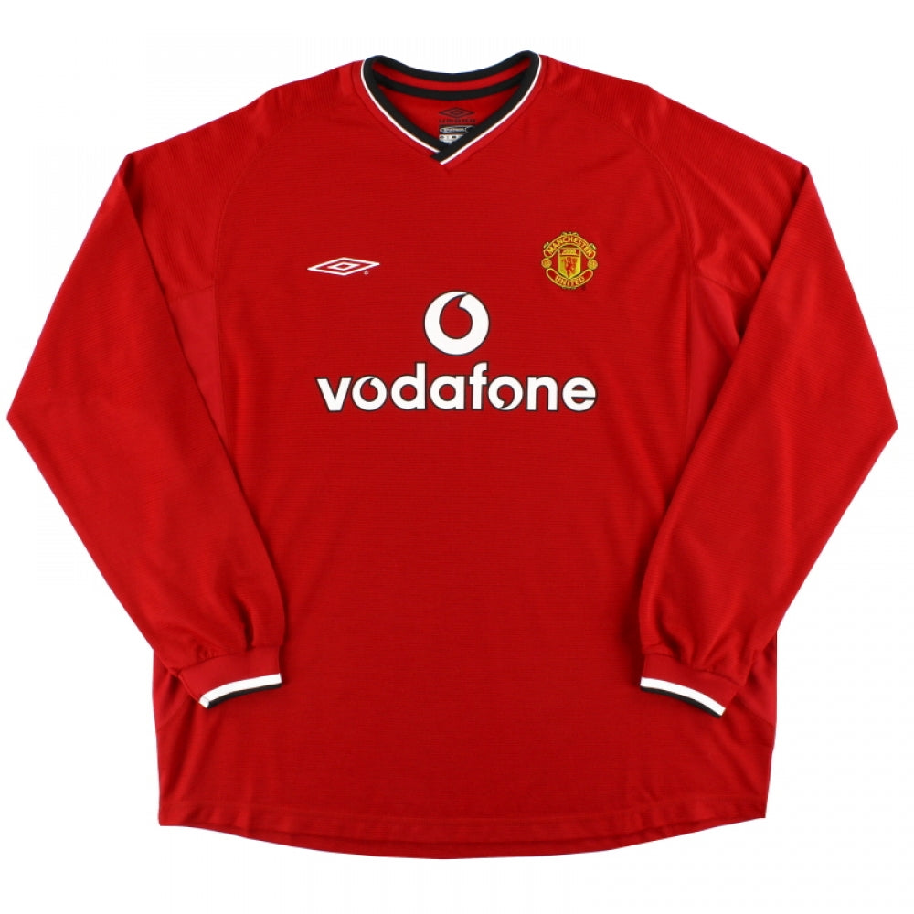 Manchester United 2000-02 Long Sleeved Home Shirt (XXL) (Excellent)